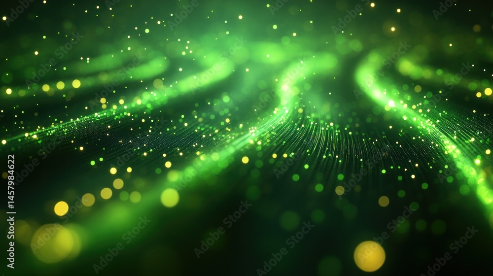 Poster enchanting green illumination, a mesmerizing display of light and color