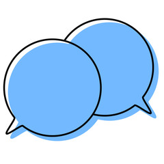 シンプルな線がずれた吹き出し　重なる会話