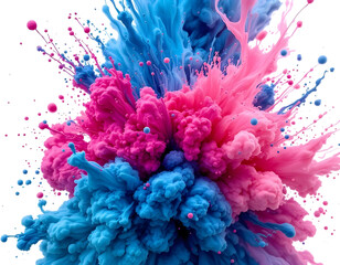 Obraz premium Vibrant Explosion of Pink and Blue Ink Transparent Isolated background 