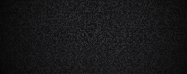 Black gothic damask wallpaper, swirling floral vines, intricate details , background, swirl, scroll