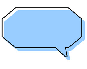 シンプルな線がずれた吹き出し　細長い八角形