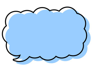 シンプルな線がずれた吹き出し　細長い雲形