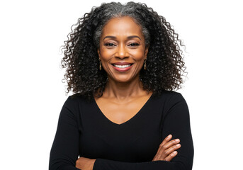 Smiling Senior Woman with Afro Portrait Happy Casual Cheerful Expression