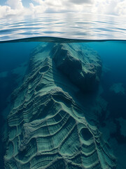 Expansive underwater ridge, geological plate divergence, deep-sea textures