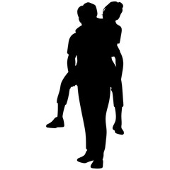 Silhouette of Romantic Couple. Isolated Vector Illustration.