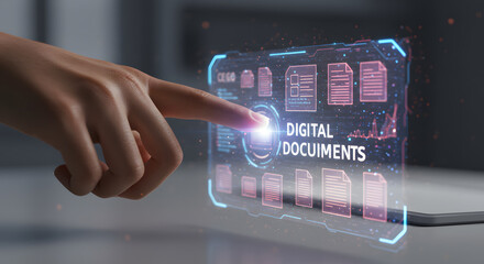 Interactive futuristic interface for accessing and managing digital records