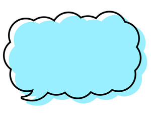 シンプルな線がずれた吹き出し　細長い雲形