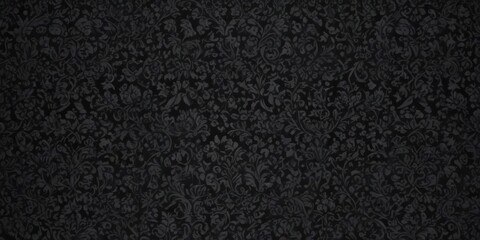Fototapeta premium Deep black gothic damask Intricate floral & vine pattern Seamless repeat , damask, floral wallpaper