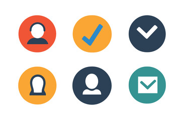 set of colored buttons with a number