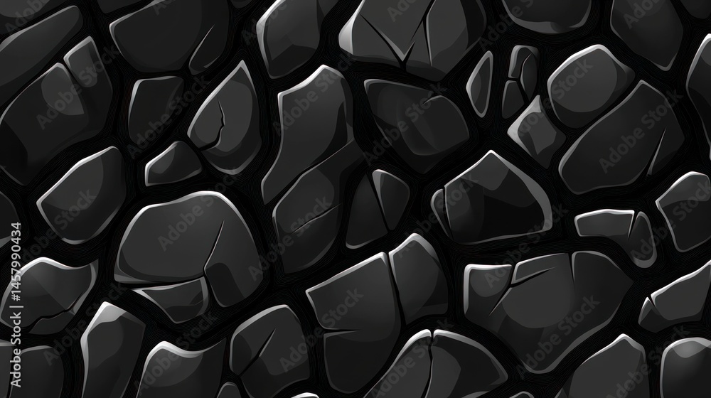 Poster seamless dark rock pattern with shiny surface for decorative design