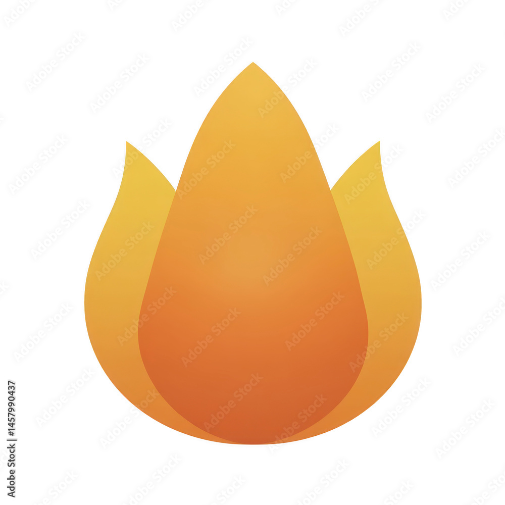 Poster stylized, gradient flame icon with smooth transition from orange to yellow, symbolizing warmth and e