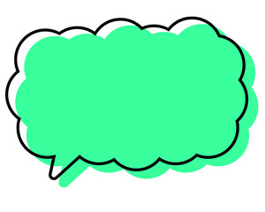 シンプルな線がずれた吹き出し　細長い雲形