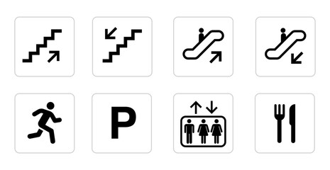 Public Facility Wayfinding Icon Set &ndash; Directional Symbols for Navigation and Services