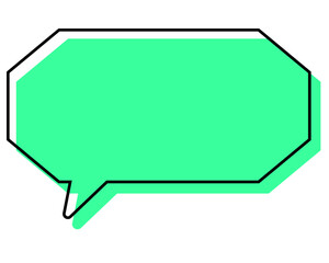 シンプルな線がずれた吹き出し　細長い八角形