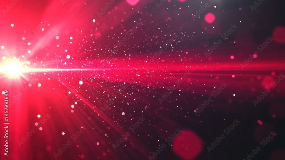 Poster abstract red light trails background with sparkling particles effect