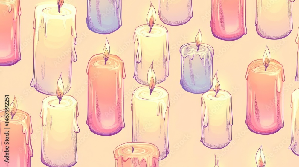 Poster elegant candle array, a seamless pattern of warmth and light, perfect for backgrounds