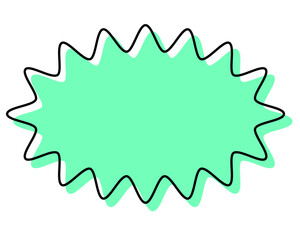 シンプルな線がずれた吹き出し　細長い丸みのあるギザギザした形