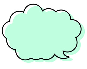 シンプルな線がずれた吹き出し　丸みのある雲形