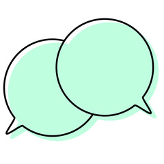 シンプルな線がずれた吹き出し　重なる会話