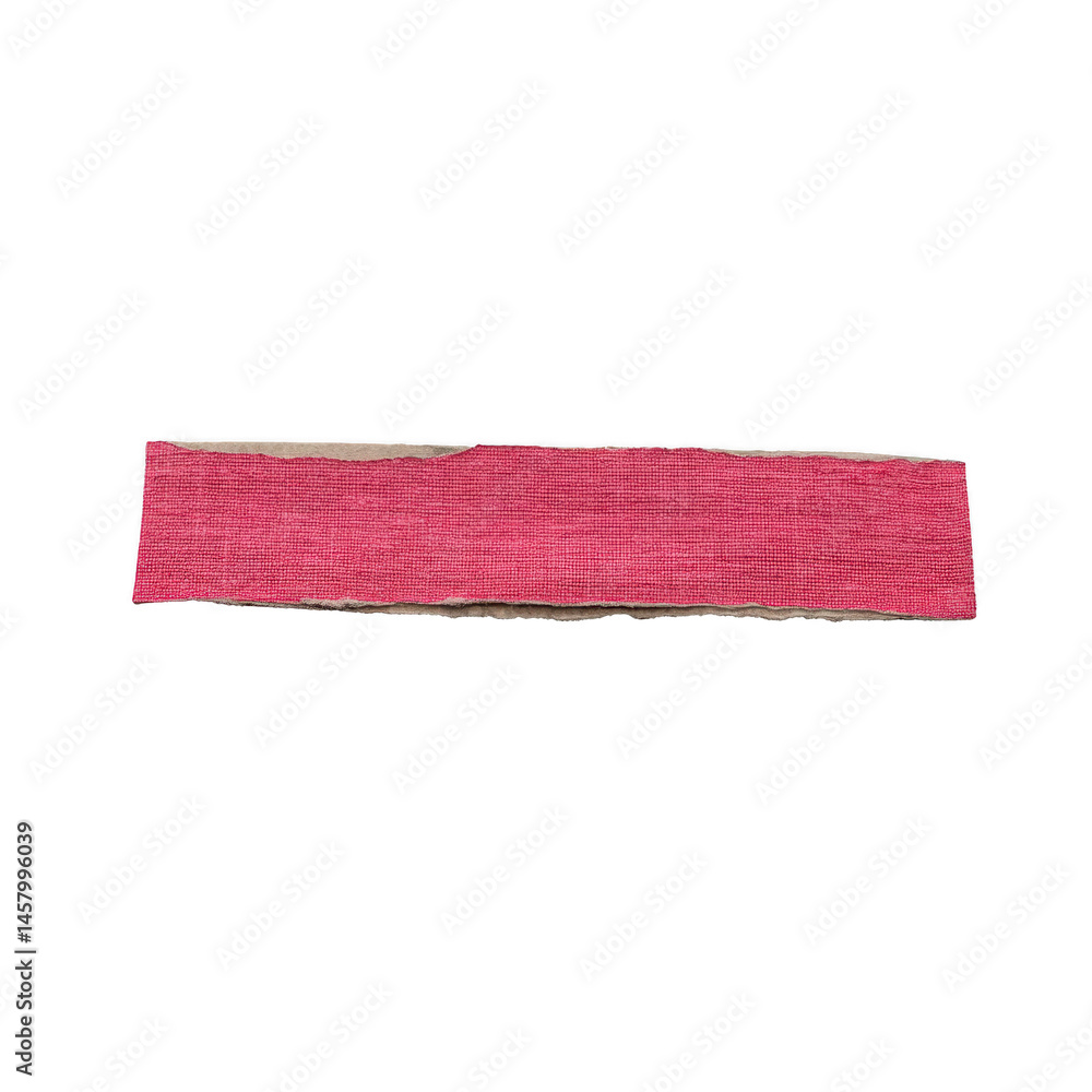Poster torn piece of red textured paper with rough edges isolated on transparency background, showcasing ru