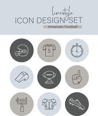 Linestyle Icon Design Set American Football