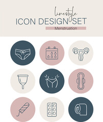 Linestyle Icon Design Set Menstruation