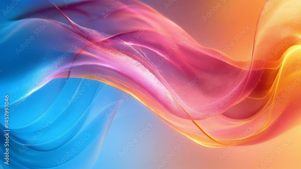 Poster abstract animation flowing waves of blue and pink create smooth, calm graphic design that enhances c