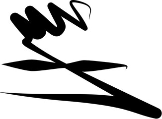 Abstract thick-line drawing resembling a dynamic form, a white background.