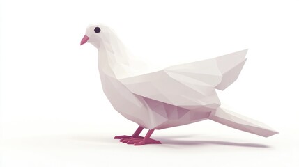 Obraz premium Low-poly white dove, simple geometric design, peace symbol