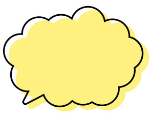 シンプルな線がずれた吹き出し　丸みのある雲形