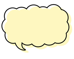 シンプルな線がずれた吹き出し　細長い雲形