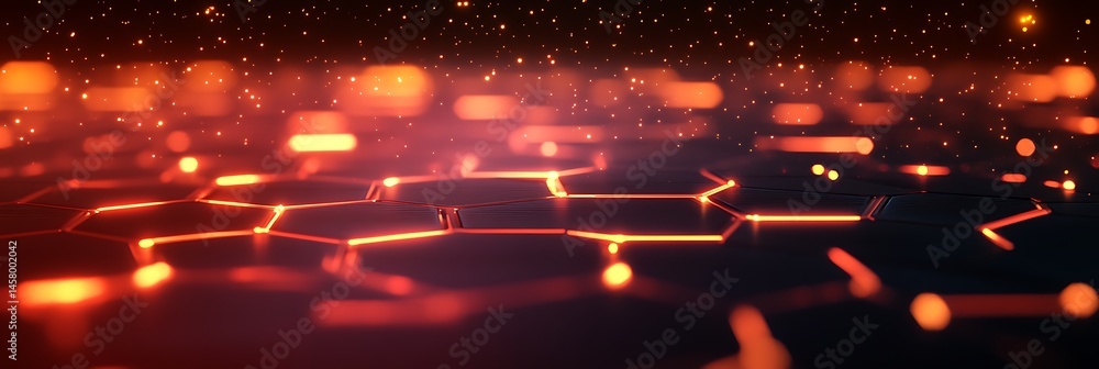 Aufkleber abstract hexagon universe: an artistic digital illustration of an abstract hexagon landscape with sh