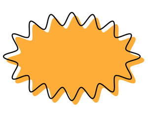 シンプルな線がずれた吹き出し　細長い丸みのあるギザギザした形