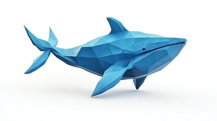 Blue polygonal whale illustration