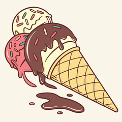 Cute Ice Cream and Popsicles Vector Set