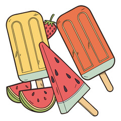 Cute Ice Cream and Popsicles Vector Set