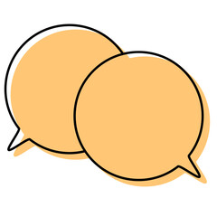 シンプルな線がずれた吹き出し　重なる会話(複数の値)