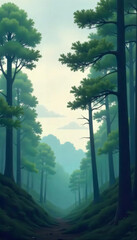 Obraz premium Misty Forest Morning