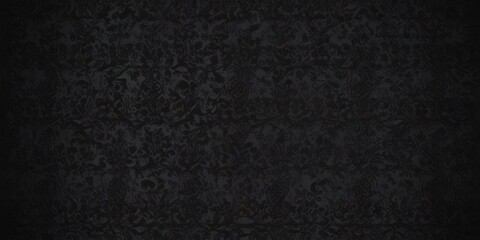 Fototapeta premium Black gothic damask, sharp angles, shadowy depth , wallpaper pattern, pattern, dark