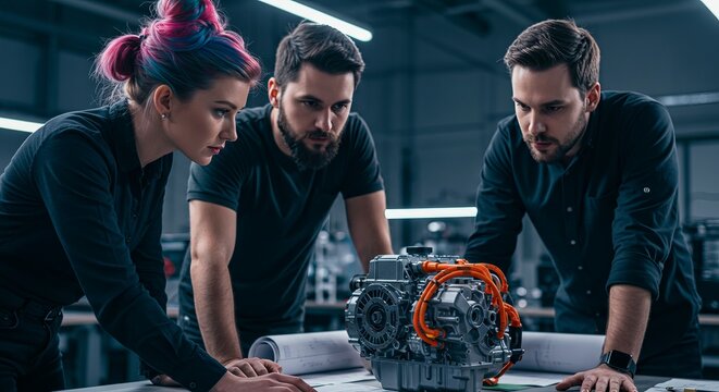 Automotive team examines electric motor design