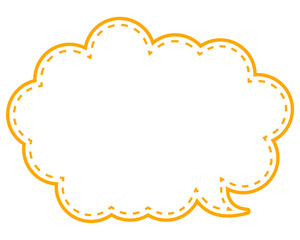 シンプルなカラー線の吹き出し　丸みのある雲形