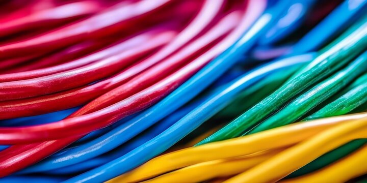 Close-up of vibrant electrical wires and cables.