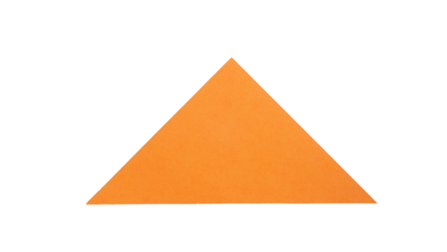Blank orange triangle adhesive paper sticker label isolated on transparent background - Powered by Adobe