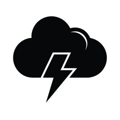cloud with lightning stencil icon vector illustration