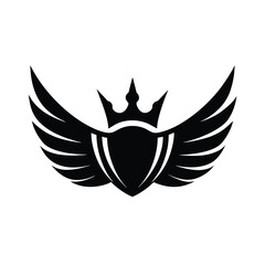 Crown With Wings Stencil Icon Vector Illustration