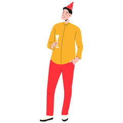 Illustration of People Celebrate New Year. Vector Cartoon Character.