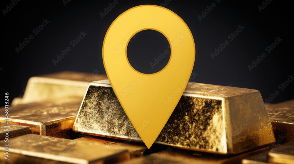 Aufkleber solid gold bar with a pin placed on top symbolizing valuable assets and wealth management in financi