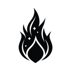 Flame Icon Stencil Icon Vector Illustration