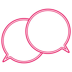 シンプルなカラー線の吹き出し　重なる会話