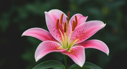 Naklejka premium Pink lilys speckled petals unfurl